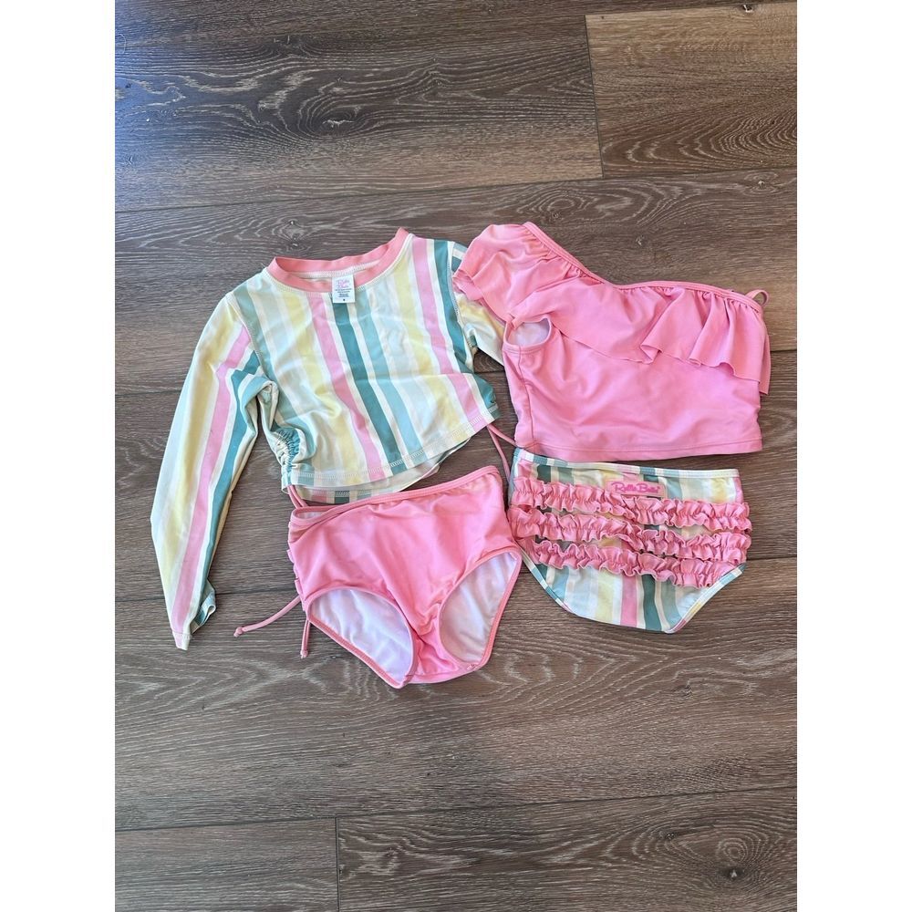 Rufflebutts swimsuits stripe pink bundle lot 6